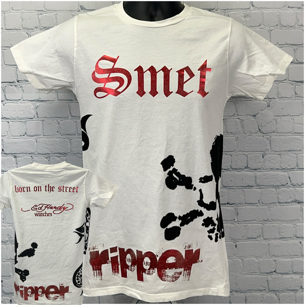 Ed Hardy Watches Smet Ripper T Shirt Christian Audigier USA Made White S Small